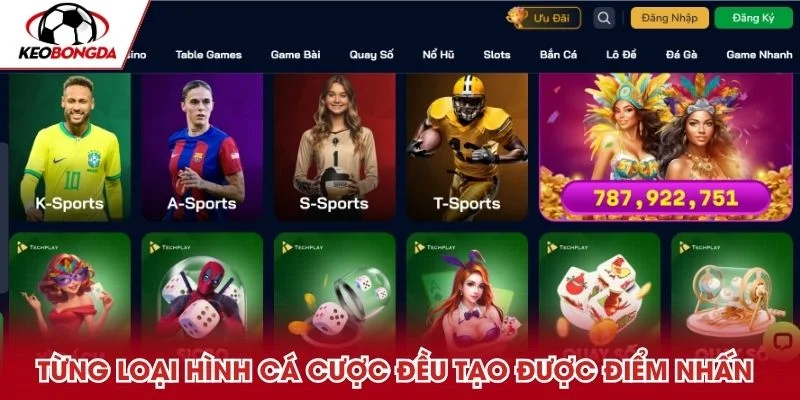 Từng loại hình cá cược đều tạo được điểm nhấn